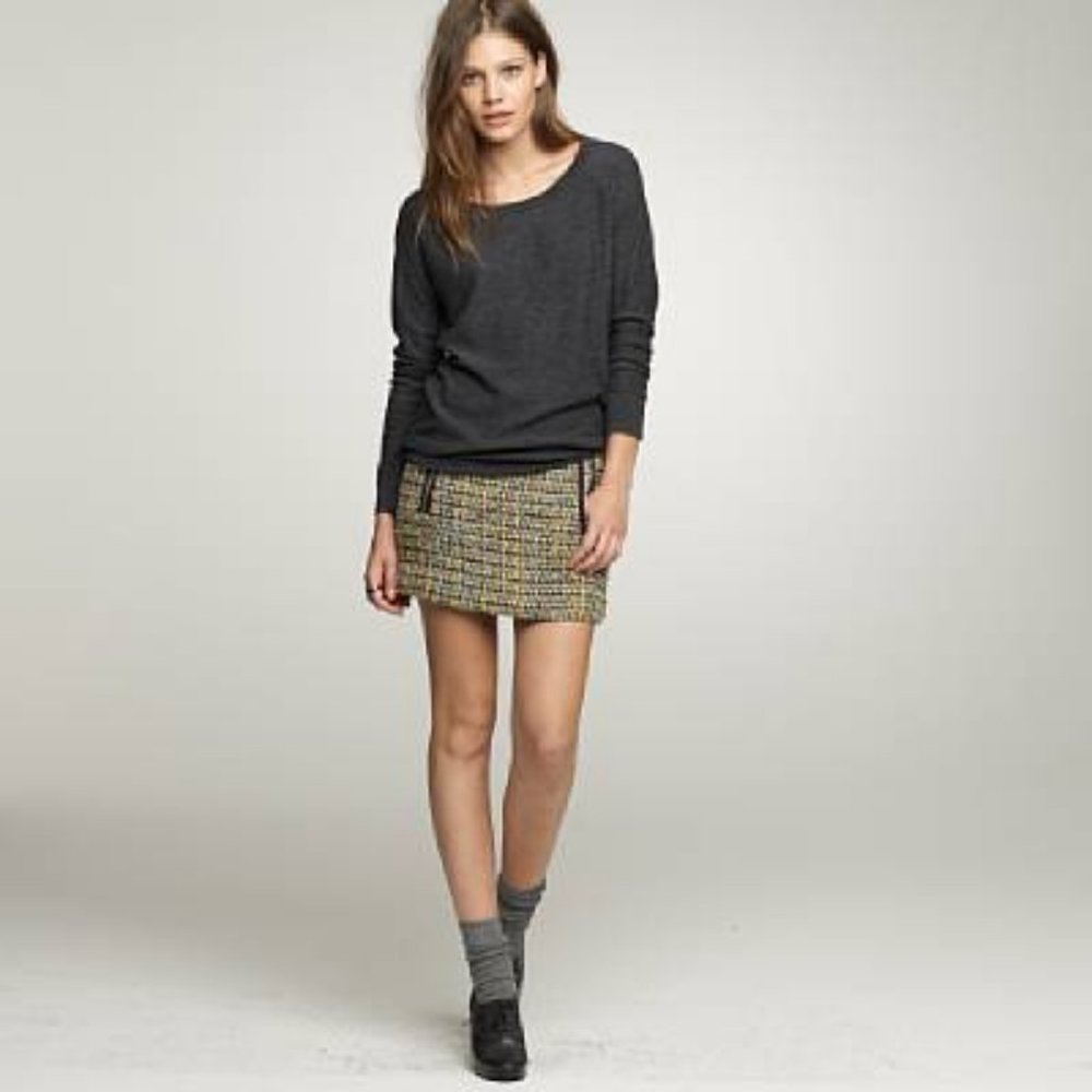 J Crew Dolce Tweed wool blend mini skirt